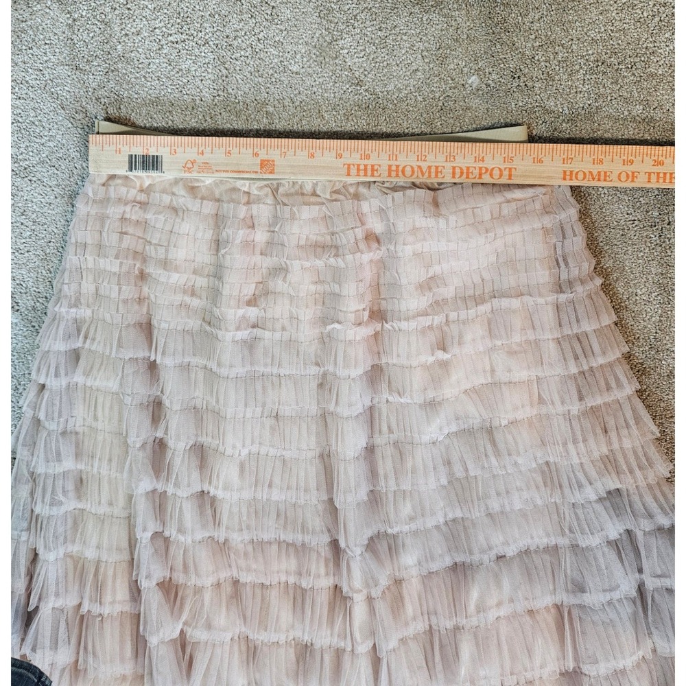 Tulle Ruffle Maxi Skirt Womens XL Blush Nude Tiered Mesh Whimsical Romantic Soft - Picture 6 of 8